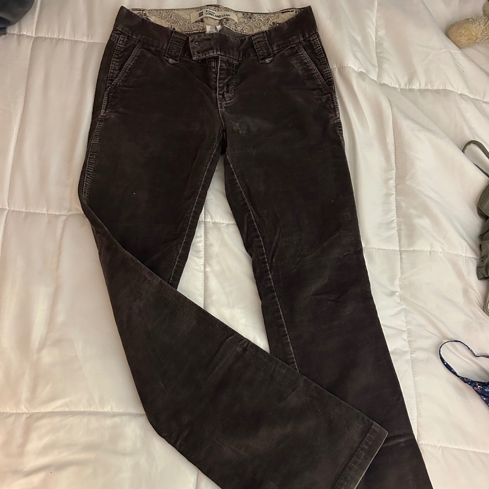 vintage GAP brown corduroy flare pants w/ paisley accents size 6L